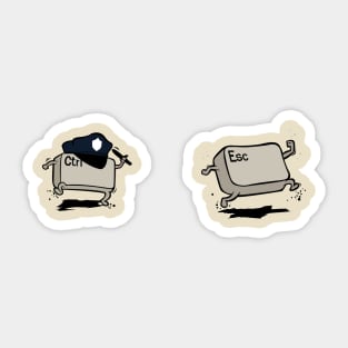 Ctrl, Esc, cops and robbers, police chase Sticker